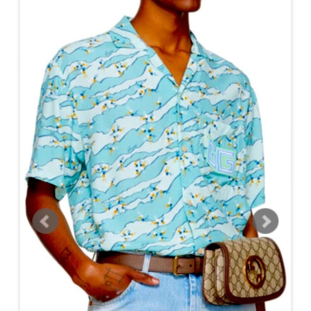 Gucci Lovelight Viscous Men’s Bowling Shirt Size 48